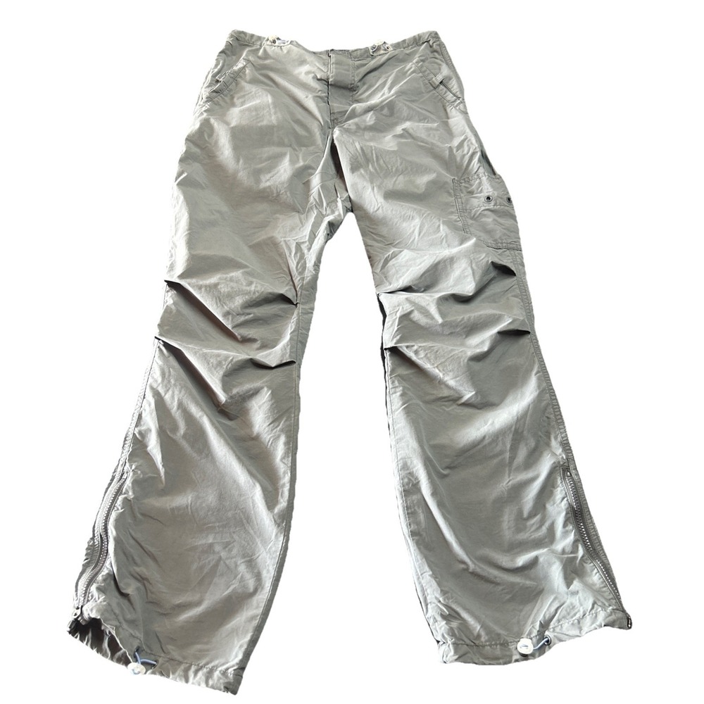 Vintage Y2k Express Cargo Pants Chino Silver Gray Low Rise Cinch Gorpcore Punk M